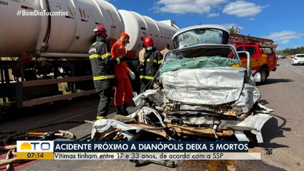 Acidente de trânsito deixa cinco mortos com idades entre 17 e 33 anos na TO-040