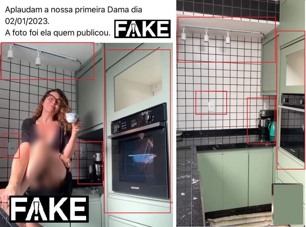 É #FAKE que mulher em foto viral na cozinha seja Janja