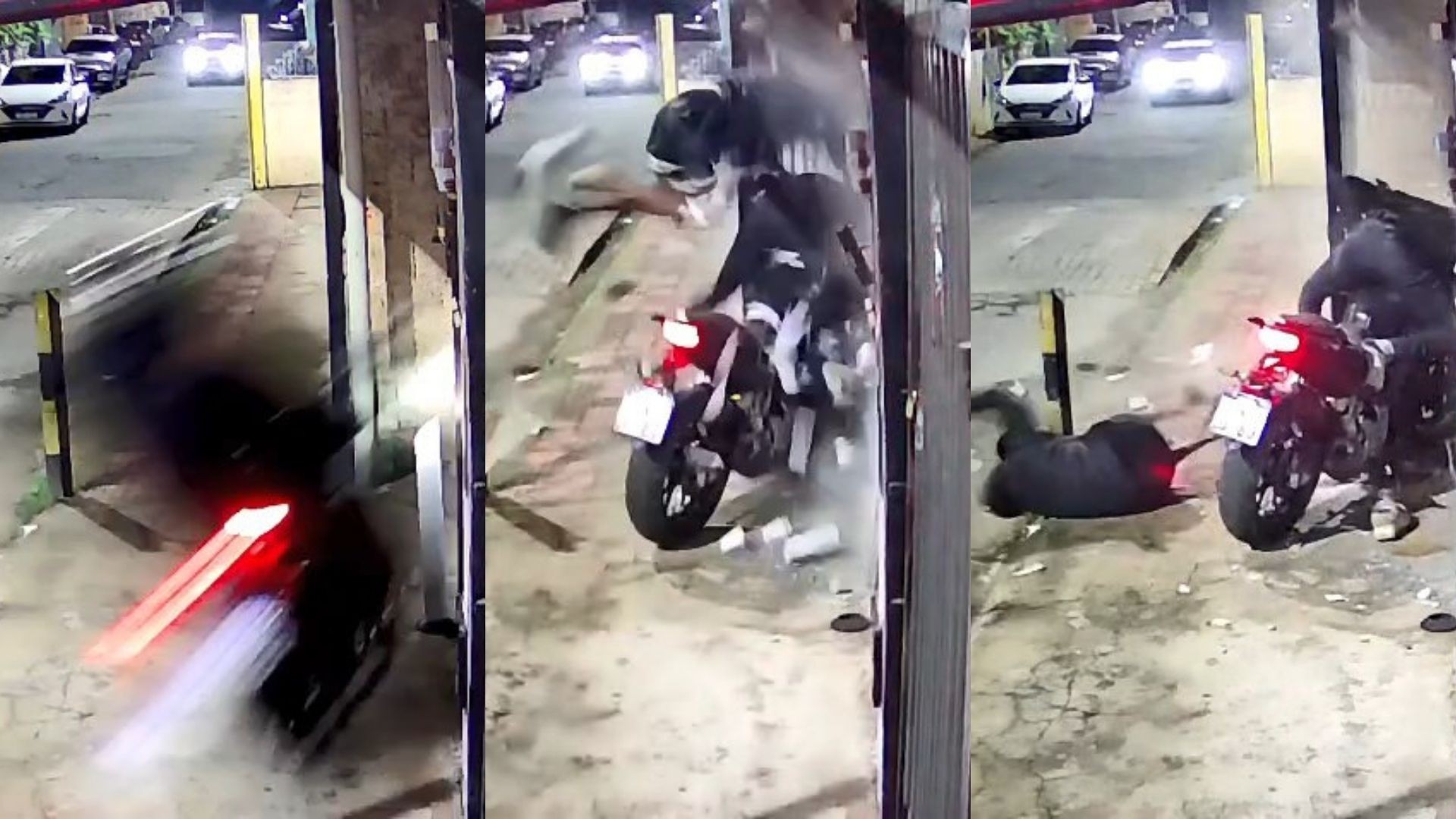 VÍDEO: motociclista e garupa batem em portão de casa e ficam feridos em Colatina