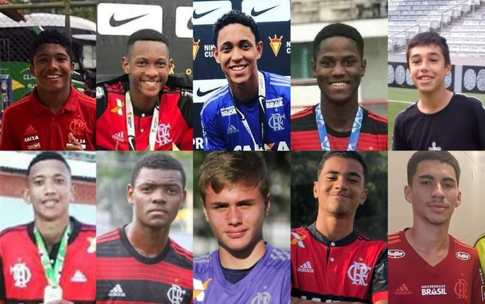 Montagem com todas as vítimas do incêndio no alojamento do Flamengo  — Foto: Arte/G1