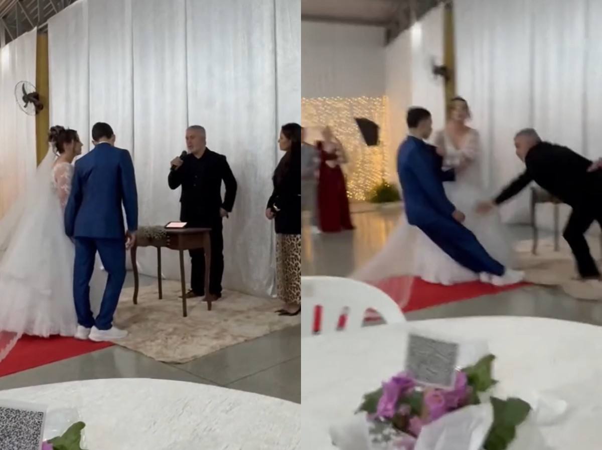 Jovem desmaia no próprio casamento após noiva chegar ao altar em SC, e vídeo viraliza