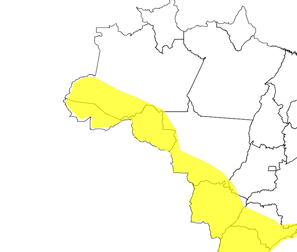 Alerta amarelo em RO — Foto: Inmet