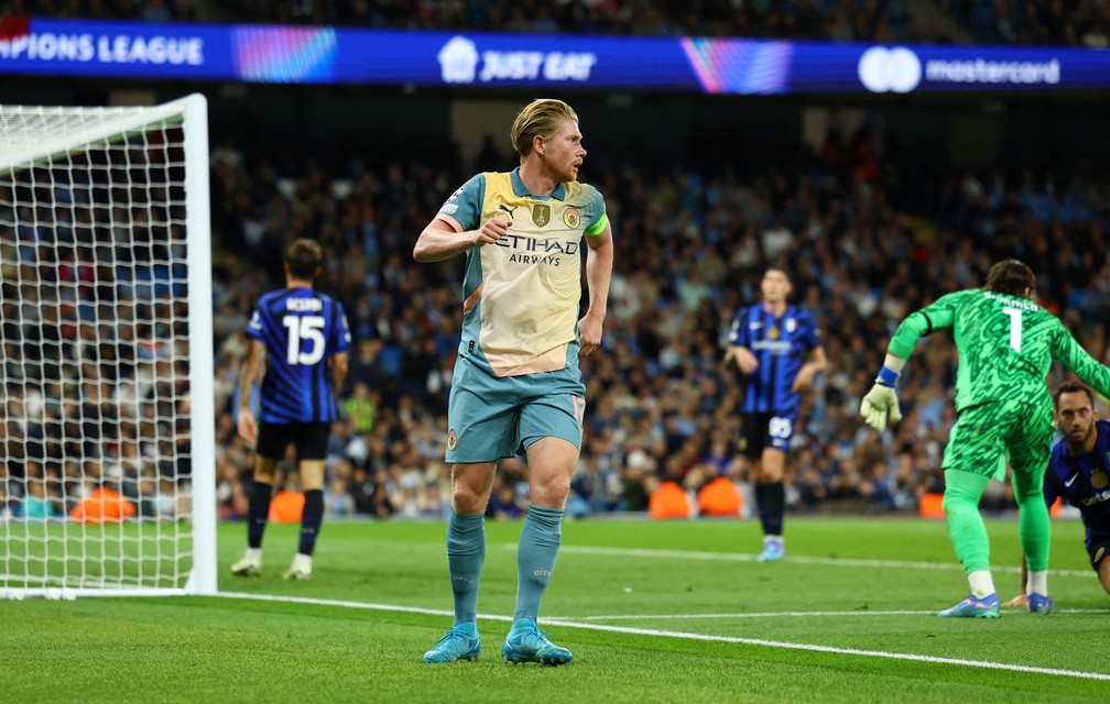 Kevin De Bruyne em partida pelo Manchester City.  Foto: Reuters