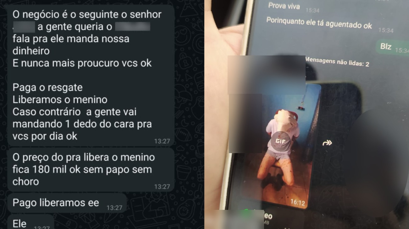 Mensagens mostram ameaças feitas ao pai do homem que forjou o próprio sequestro e pediu 'resgate' de R$ 180 mil, no Paraná
