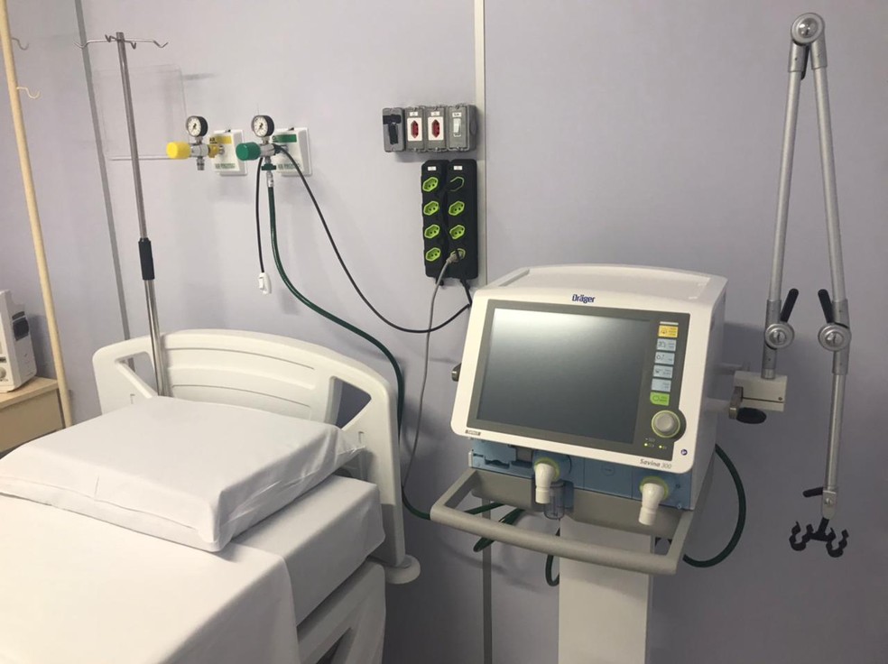 Hospital de campanha em Jaú  — Foto: Rafael Ferraz / TV TEM 