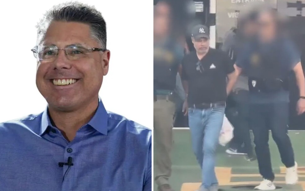 Cacai Toledo e o momento em que ele foi preso pela PC de Goiás — Foto: Reprodução/PC