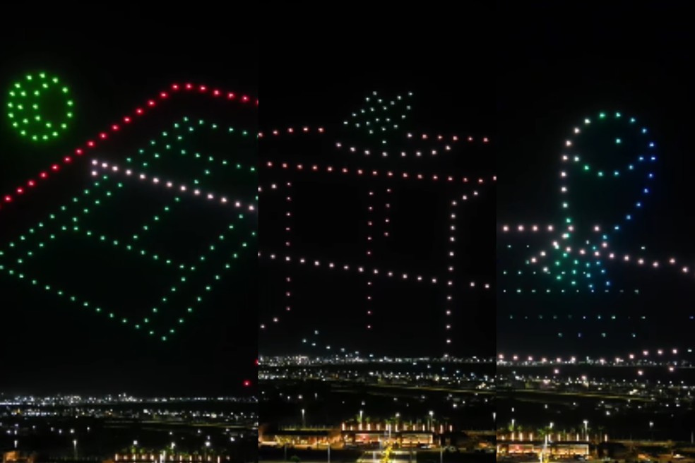 Condomínio de luxo em que churrasqueira explodiu foi inaugurado há cerca de um mês com show de drones — Foto: Reprodução