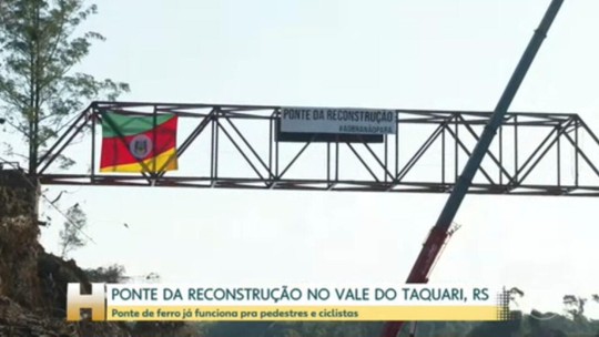 Ponte de ferro reabre para pedestres e ciclistas entre Lajeado e Arroio do Meio, no RS - Programa: Jornal Hoje 