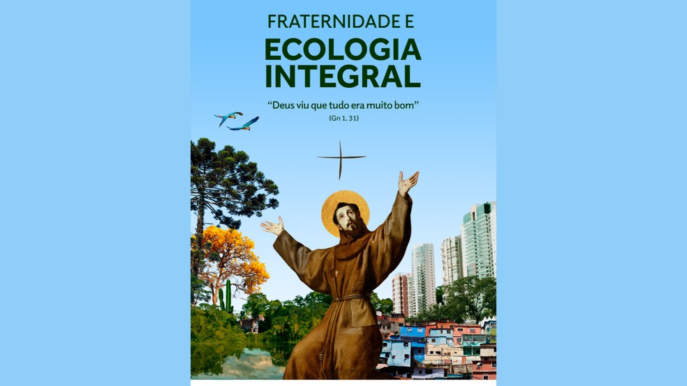 Cartaz traz técnica da colagem e elementos associados à natureza — Foto: Divulgação CNBB