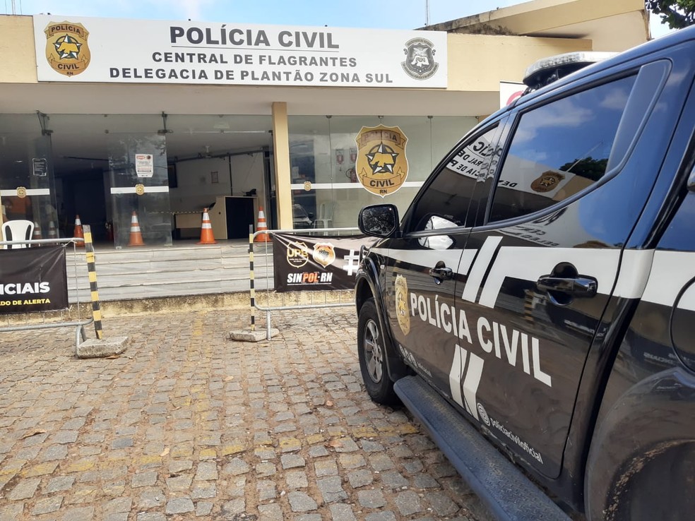 Polícia Civil Rio Grande do Norte RN Central de Flagrantes Delegacia de Plantão Zona Sul viatura — Foto: Lucas Cortez/Inter TV Cabugi
