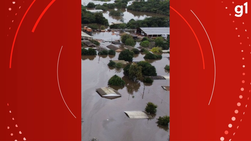 Bairro em que Jeisel morava em São Jerônimo foi tomado pela água — Foto: Arquivo pessoal