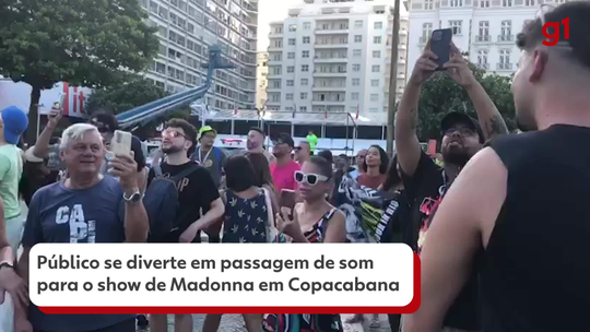 Filho de Madonna observa estrutura do show do alto do Copacabana Palace  - Programa: G1 RJ 