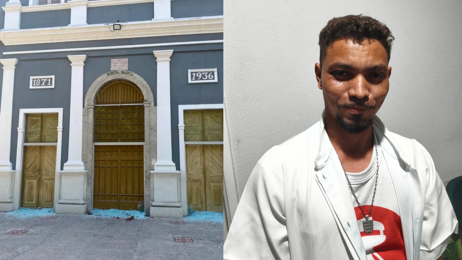 Suspeito de quebrar portas de vidro da Catedral de Teresina é preso