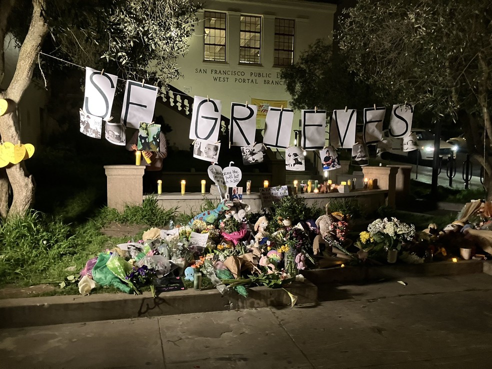 Memorial em San Francisco, EUA, em razão da morte da família Pinto, atropelada no sábado (16). — Foto: Reprodução/Walk San Francisco