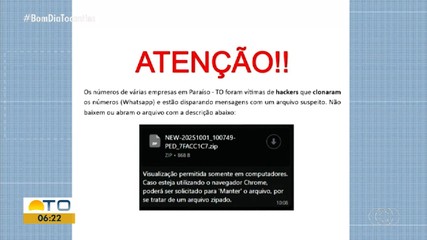 Golpe cibernético do arquivo zipado é registrado em cidades do estado