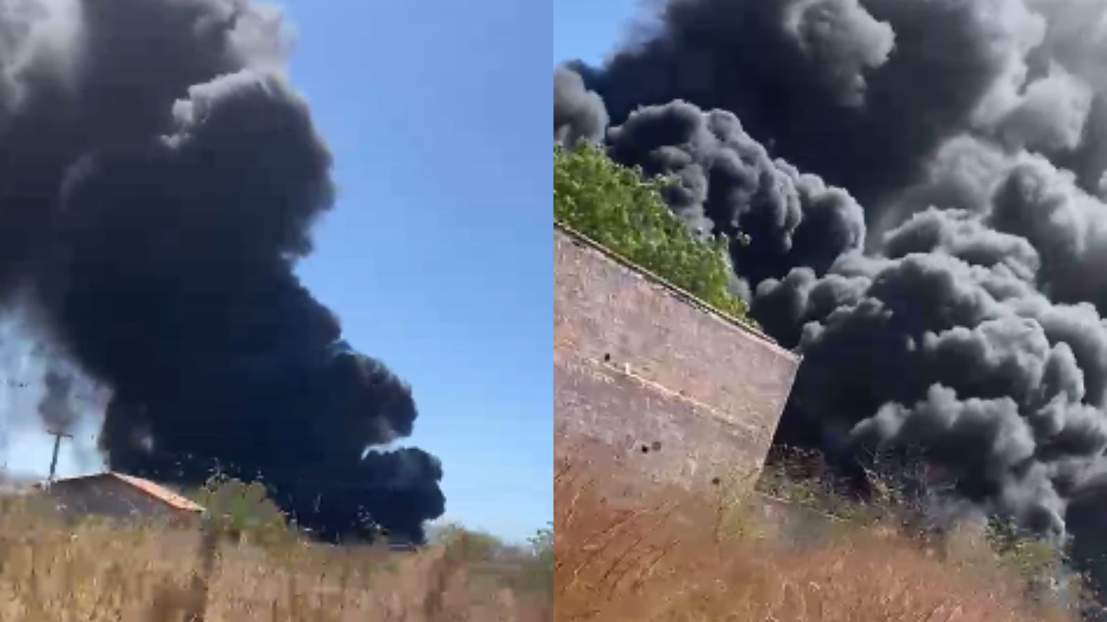 VÍDEO: Incêndio de grandes proporções atinge fábrica de recicláveis no Sul do PI