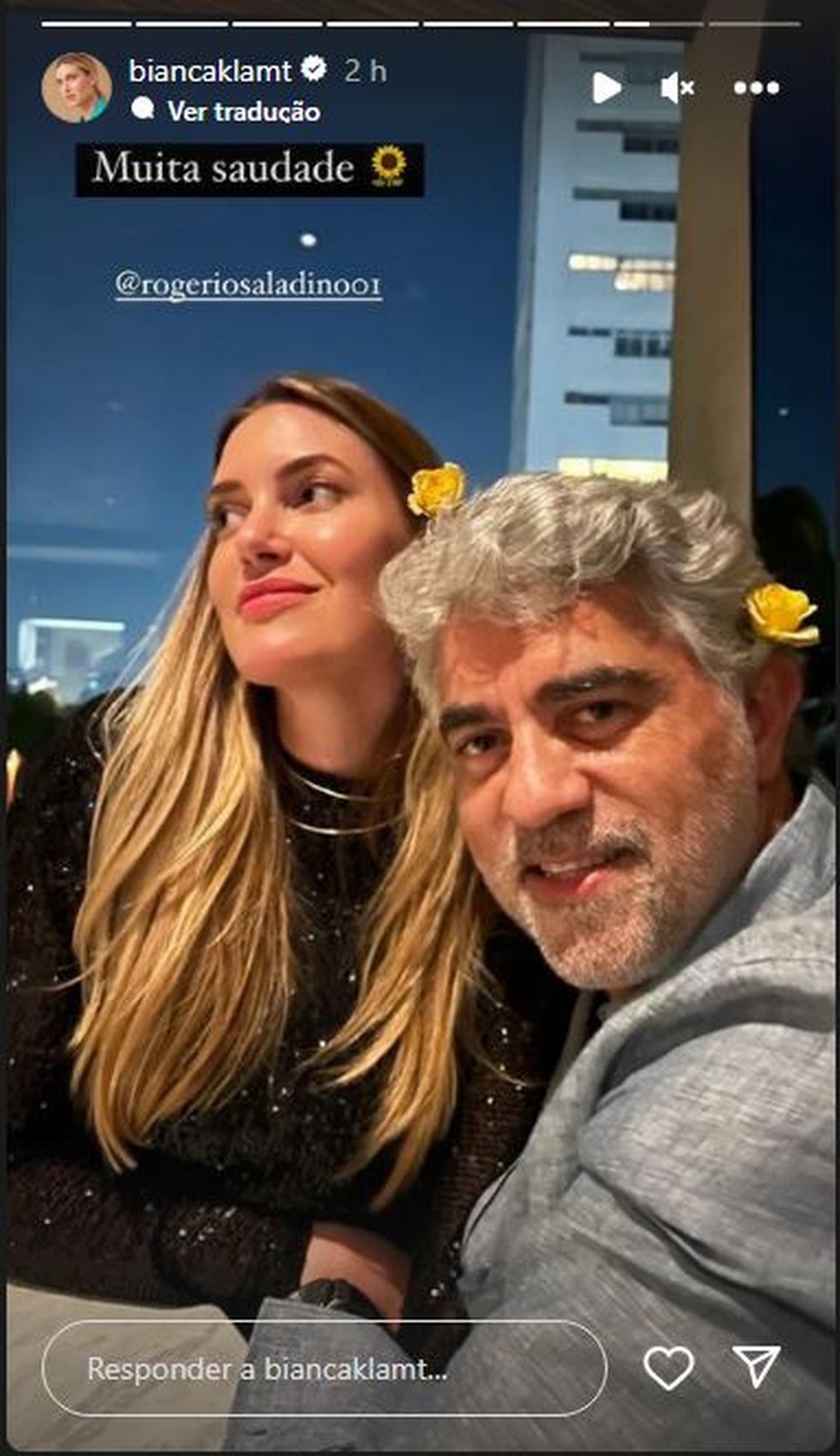"Muita saudade", escreveu a namorada de Rogério, a modelo e arquiteta Bianca Klamt, em seu Instagram — Foto: Reprodução/Arquivo pessoal