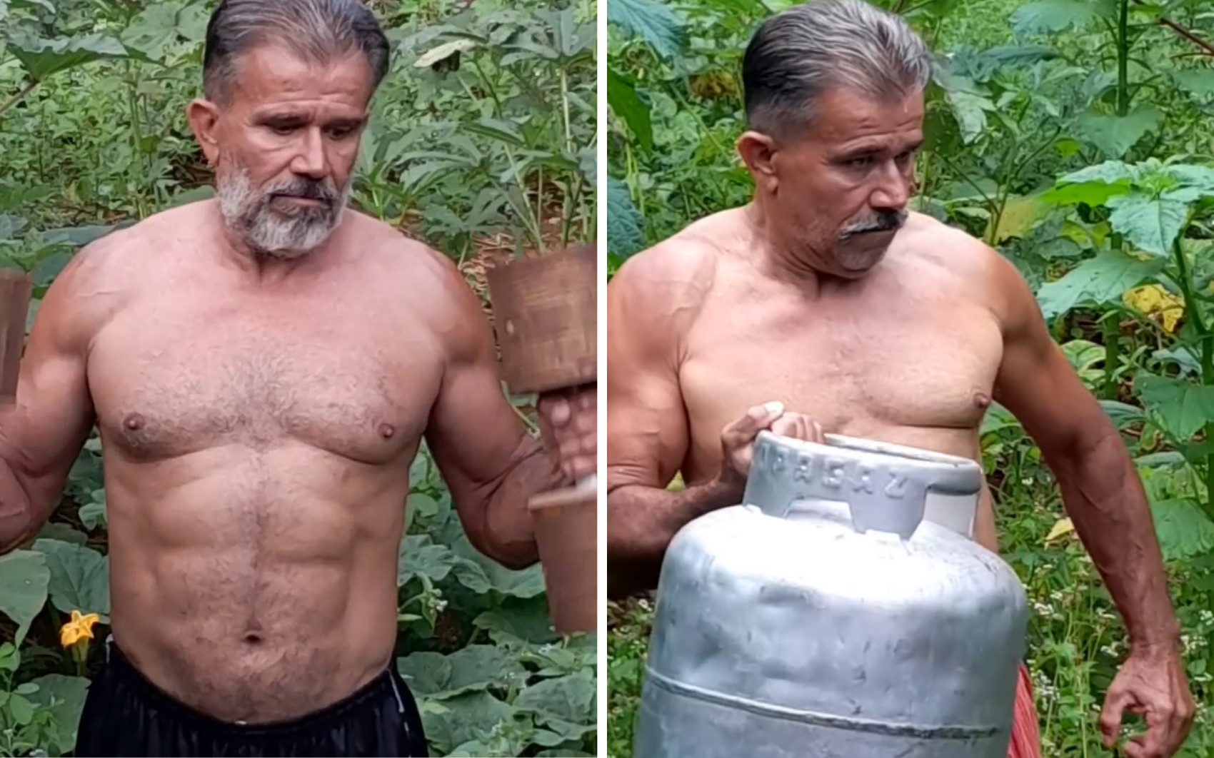 Remada com caminhonete, extensão de perna com bloco de concreto e mais: conheça influenciador que faz sucesso com vídeos de treinos improvisados, em Goiás