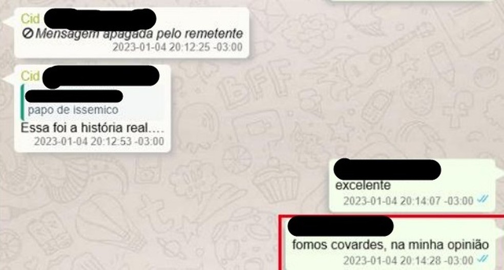 Reprodu&ccedil;&atilde;o mensagem tenente-coronel Mauro Cid &mdash; Foto: Reprodu&ccedil;&atilde;o