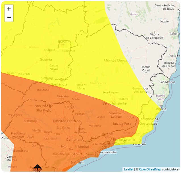 Inmet emite aviso de chuvas intensas com 'perigo potencial' e tempestades em regiões de MG em meio a ciclone extratropical no país