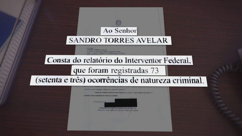 Documento mostra número de ocorrências criminais em acampamento bolsonarista no QG do Exército — Foto: TV Globo/Reprodução