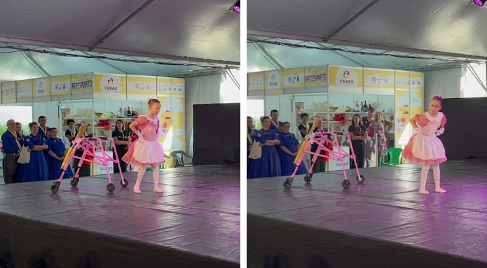 Bailarina de Jundiaí com paralisia cerebral supera diagnóstico e brilha no Festival de Joinville — Foto: Reprodução/TV Tem