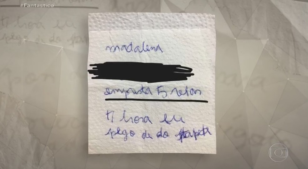Papel que Madalena escreveu pedindo dinheiro emprestado durante perodo que viveu em situao anloga  escravido. — Foto: Reproduo/Fantstico