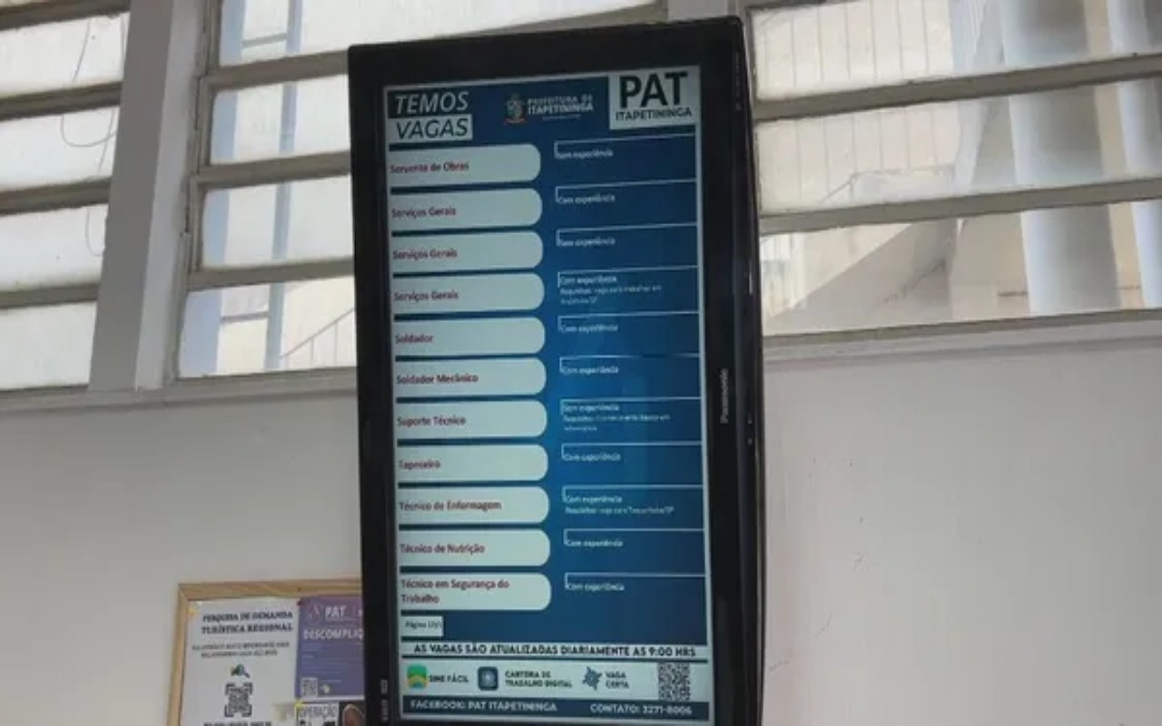 PAT de Itapetininga inicia semana com mais de 600 vagas de emprego; veja como se candidatar