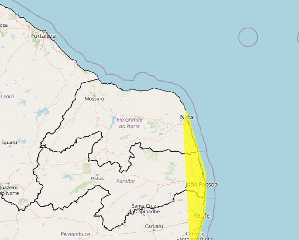 Chuvas atingem Natal e outras cidades do RN — Foto: Divulgação/Inmet