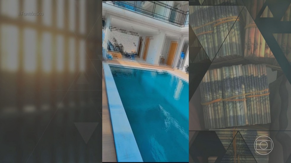 Segundo a PF, agente penitenciário construía piscina em casa com dinheiro de propinas — Foto: Reprodução/TV Globo