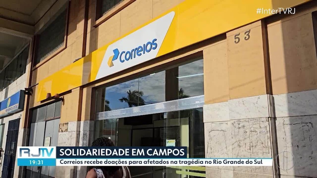 Agência dos Correios de Campos recebe doações para as vítimas das chuvas no RS