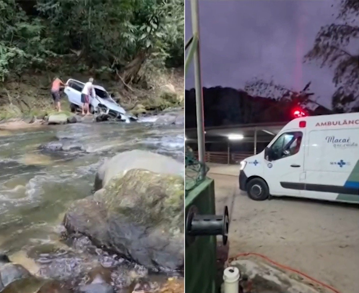 Motorista de aplicativo é encontrado com vida após ficar dois dias preso em carro que caiu de penhasco em Macaé