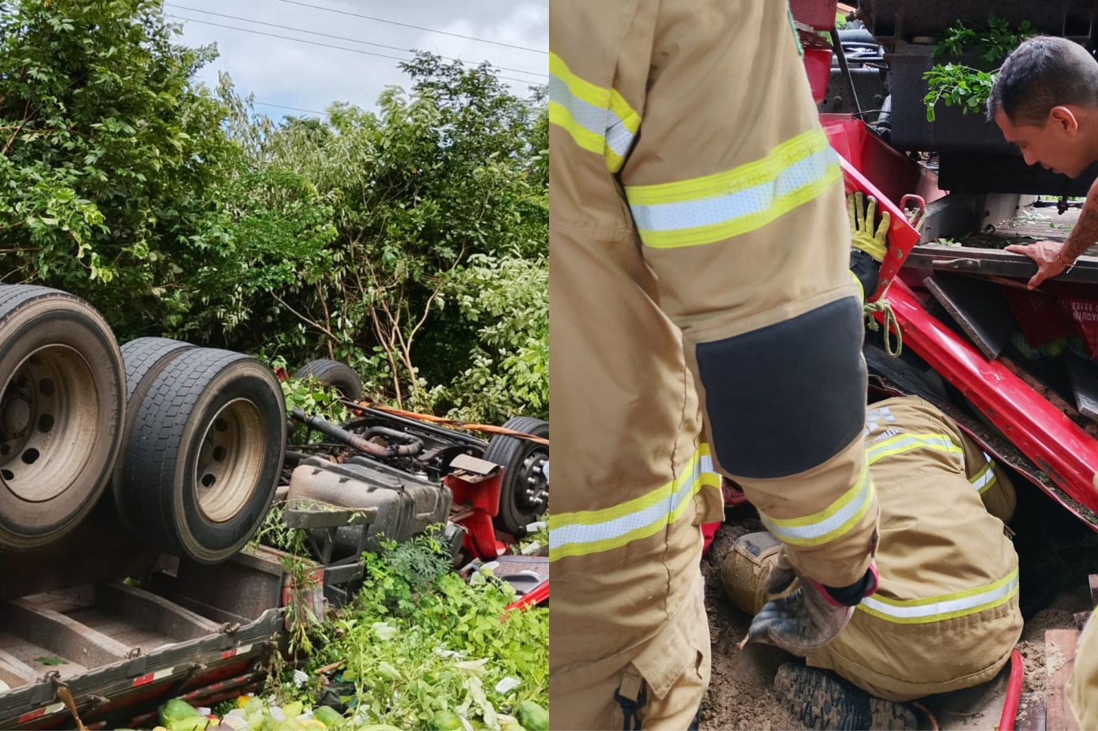 Passageira presa às ferragens de caminhão que capotou na BR-402 recebe alta de hospital