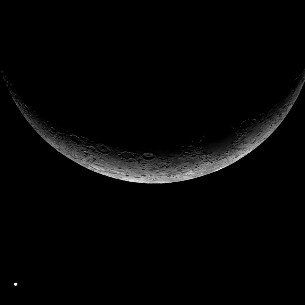 Alinhamento de V&ecirc;nus e a Lua em Rond&ocirc;nia &mdash; Foto: Clube de Astronomia de Rond&ocirc;nia