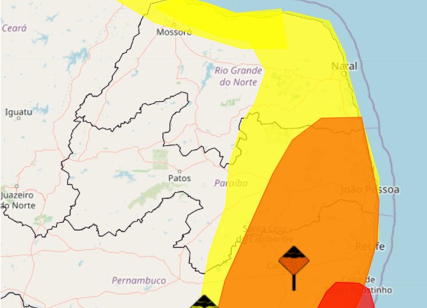 Inmet emite dois alertas de chuvas para João Pessoa, Campina Grande e outras cidades da Paraíba; veja lista
