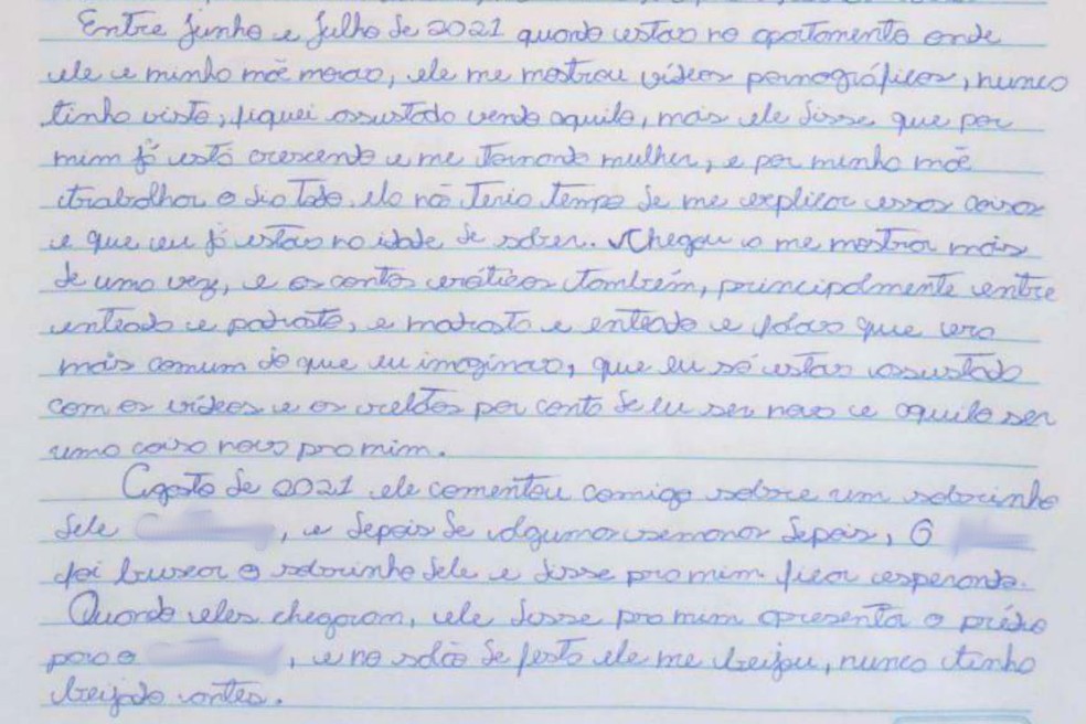 Adolescente relatou em carta que padrasto mostrou vdeos pornogrficos para ela — Foto: Reproduo
