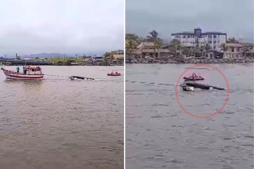 Mulher, de 30 anos, morreu após o bote onde estava virar na entrada da Praia da Boca da Barra, em Itanhaém (SP) — Foto: Reprodução