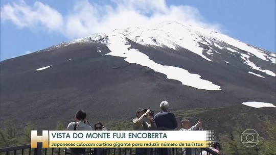 Cortina bloqueia vista 'viral' do monte Fuji em cidade japonesa - Programa: Jornal Hoje 