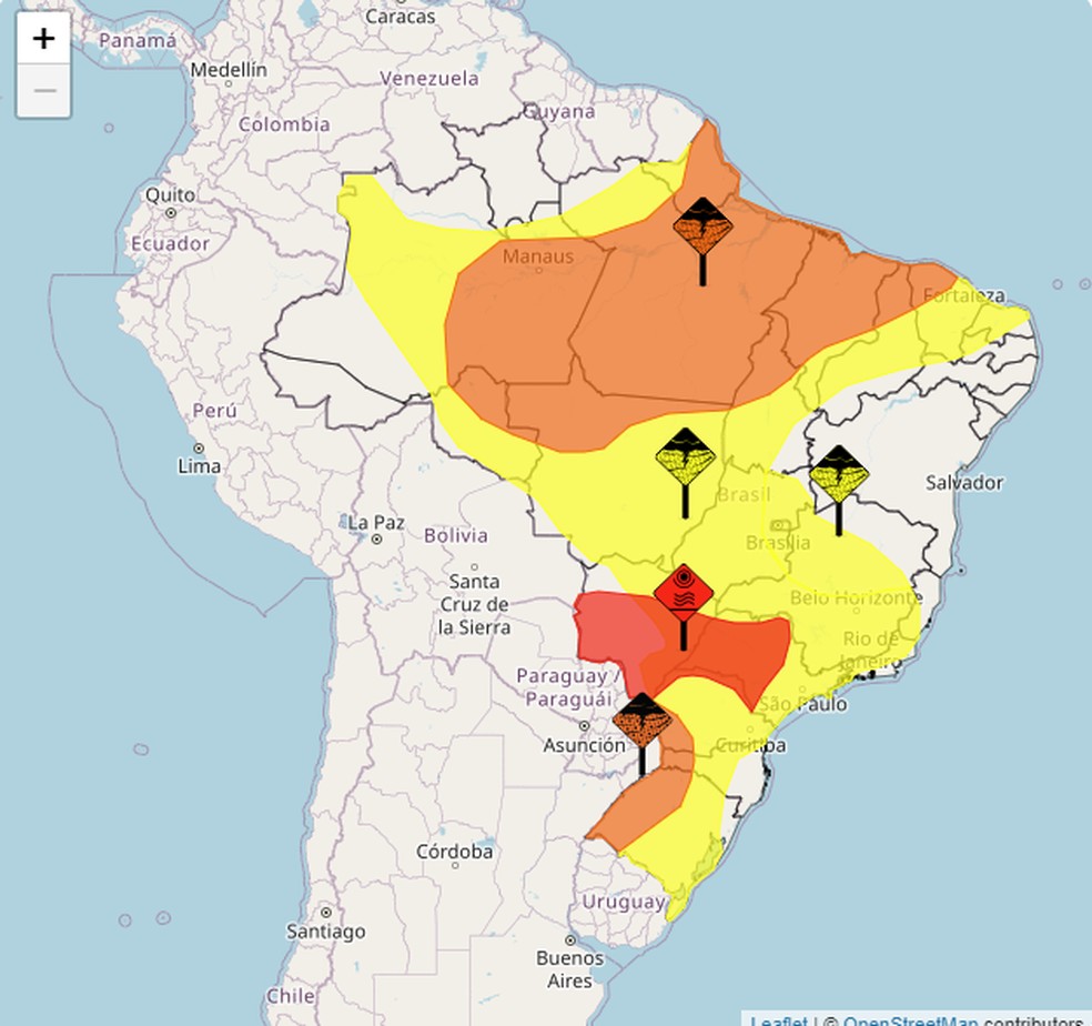 Alertas do Inmet — Foto: Inmet/Reprodução