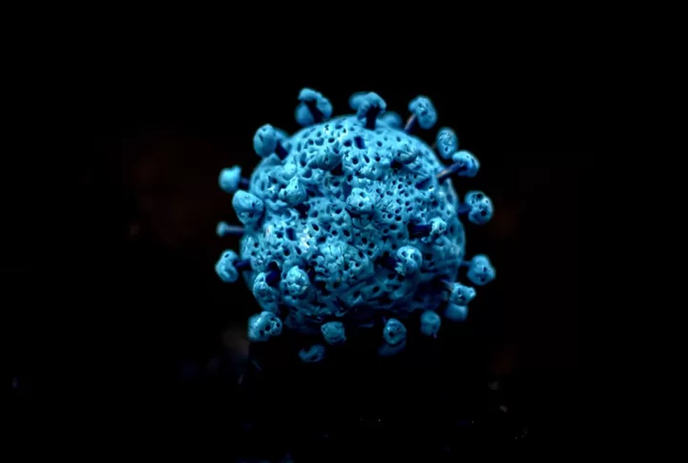 Imagem da mutação ômicron, do coronavírus  — Foto: Getty Images via BBC