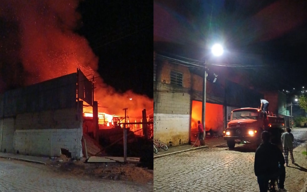 Corpo de Bombeiros combate incêndio em madeireira durante a madrugada em Itamonte,MG  — Foto: Redes Sociais