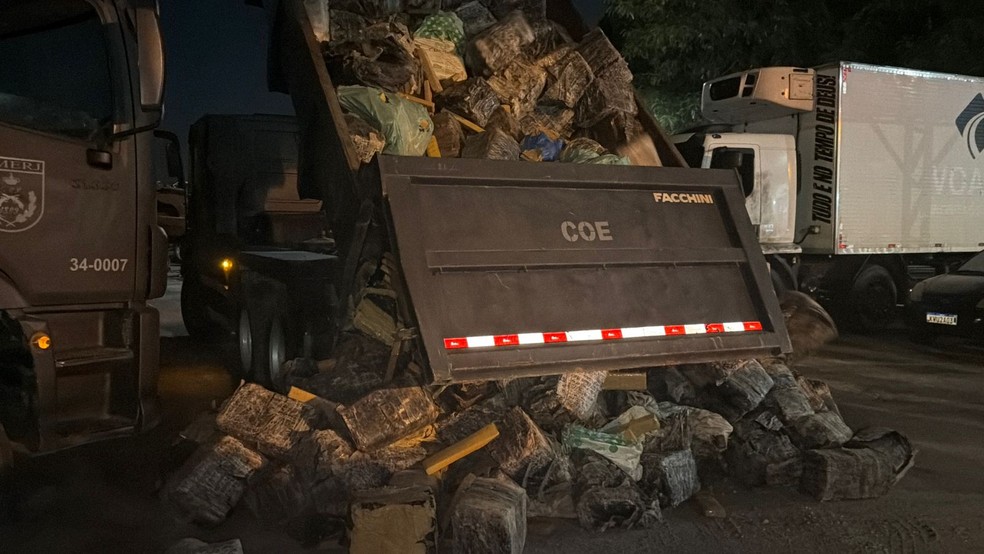 Para transportar toda a droga foram necessários 4 caminhões do BAC — Foto: Divulgação