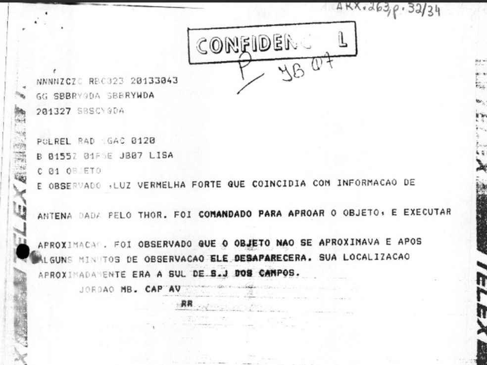 Documentos confidenciais divulgados pela FAB &mdash; Foto: Arquivo Nacional