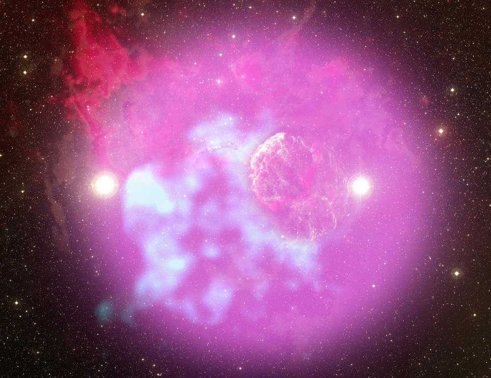 Estudo indica que duas estrelas de um sistema binário podem ter se tornado supernovas