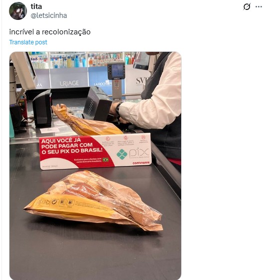 'Você pode pagar com o seu PIX do Brasil': foto de placa em supermercado de Portugal viraliza; entenda