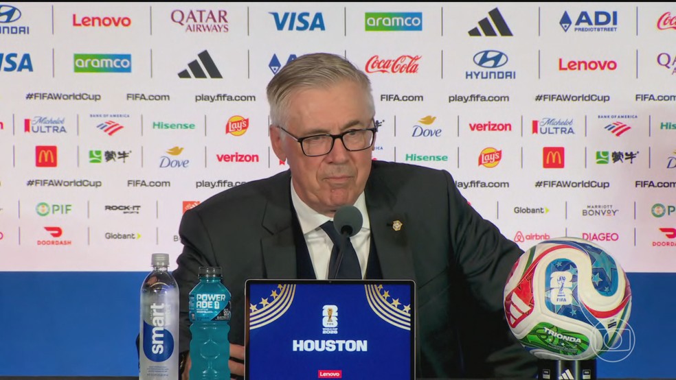 'Sofrimento � normal, como � normal o al�vio', diz Ancelotti ap�s Sele��o eliminar o Jap�o na Copa � Foto: Jornal Nacional/ Reprodu��o