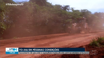 Escoamento da pecuária fica prejudicado pelas péssimas condições da TO-446