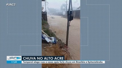Temporal alaga ruas e casas após forte chuva em Brasiléia e Epitaciolândia