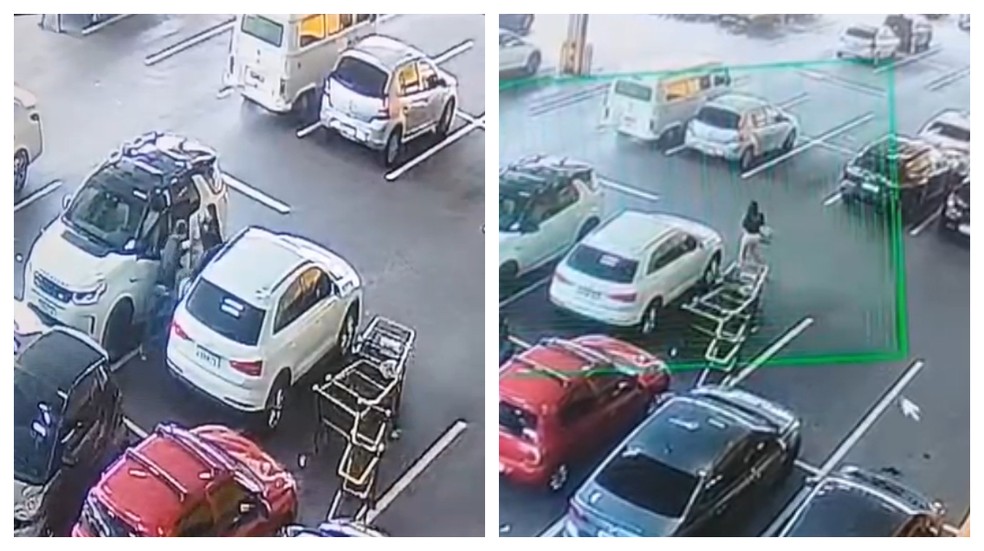 Mulher é sequestrada no Giga Atacado, na Avenida das Nações Unidas, Zona Sul de SP — Foto: Reprodução