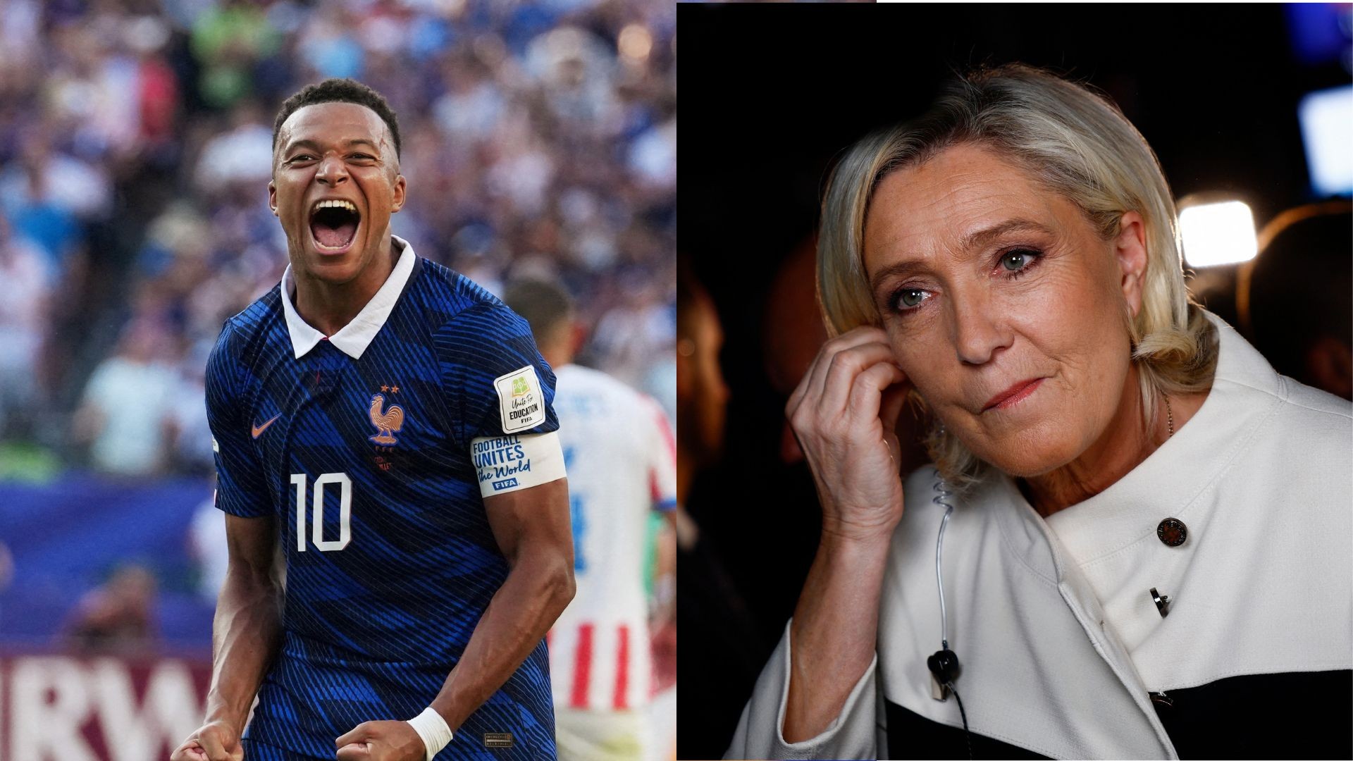 Quando os 'Les Bleus', de Mbappé, e a extrema direita francesa, de Marie Le Pen, se confrontam